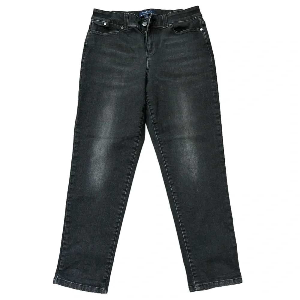 Talbots Simply Flattering 5 Pocket Boyfriend Jeans Black Size 8P - Picture 2 of 8